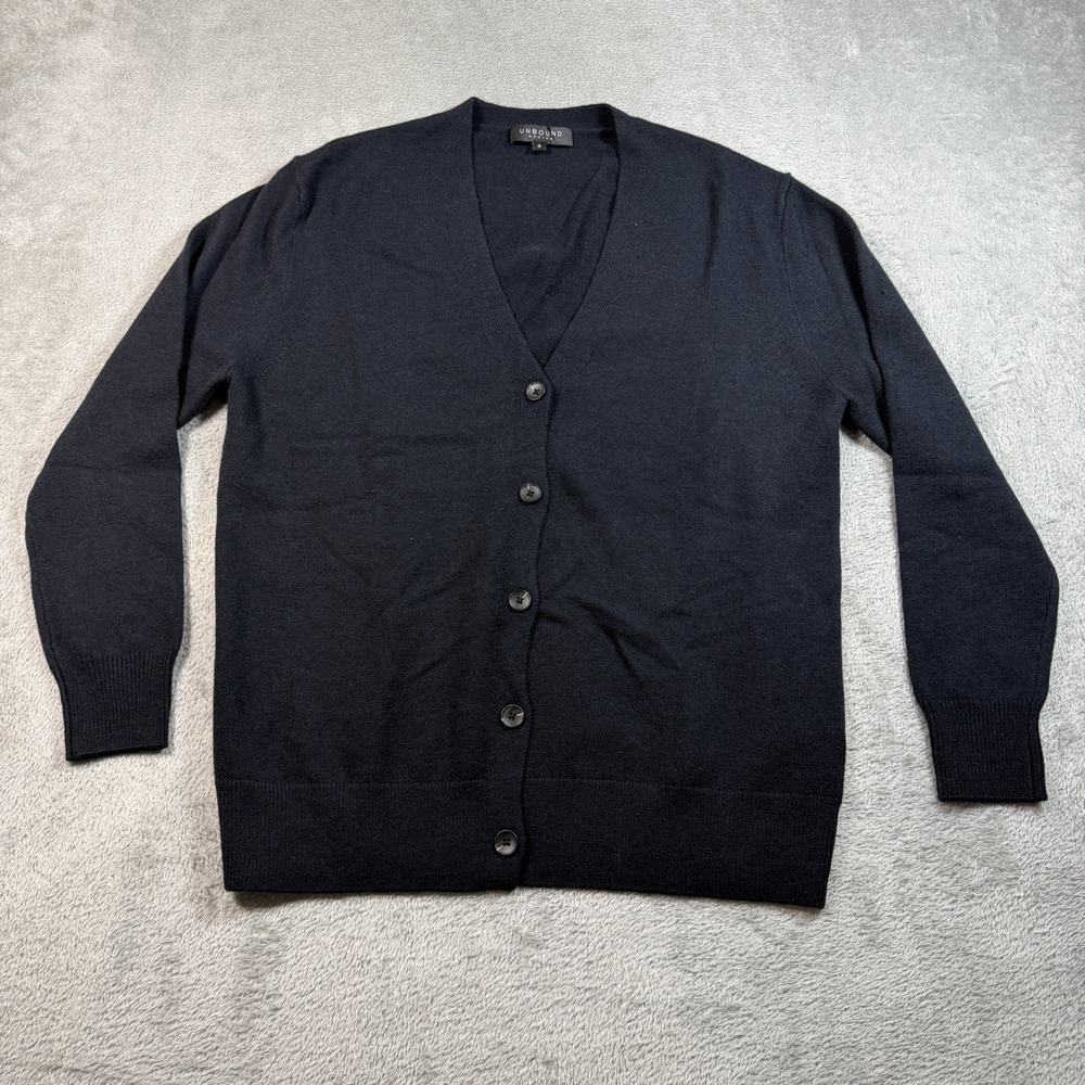 Unbound Merino Cardigan Womens Small Black Merino Wool Cashmere Nylon Blend
